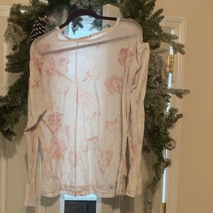 Free People Pink Floral Long Sleeve Top